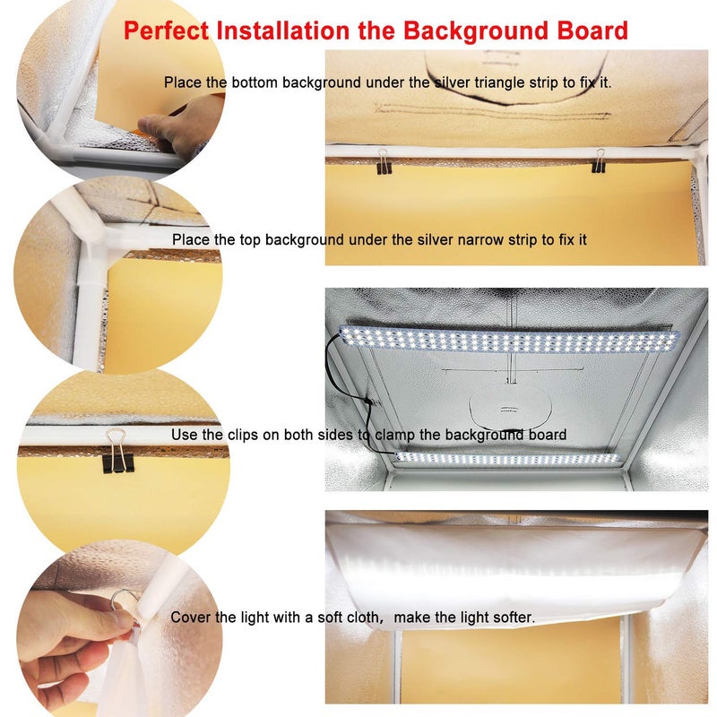 TRUMAGINE Photo Light Box Photography 24"x24"x24" Tabletop Dimmable LED Cube Shooting Tent Kit for White Studio Box Product Photographic Lighting Tents with PVC Backdrops and Mini Tripod - Image 5